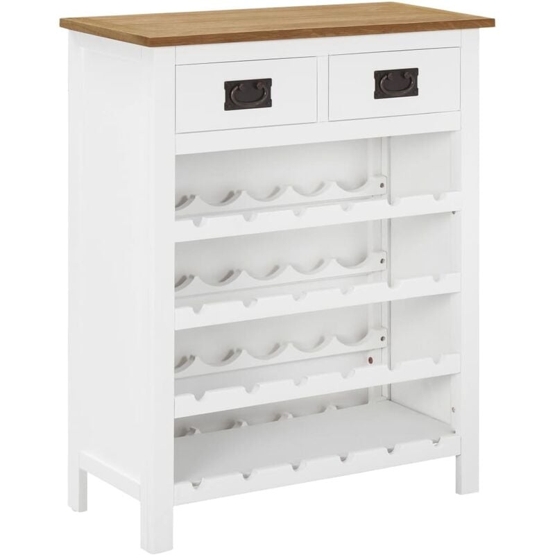 

vidaXL Mueble botellero de madera maciza de roble 72x32x90 cm - Blanco