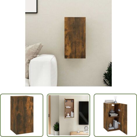 vidaXL Mueble colgante -  Mueble para TV madera contrachapada roble ahumado 30,5x30x60 cm
