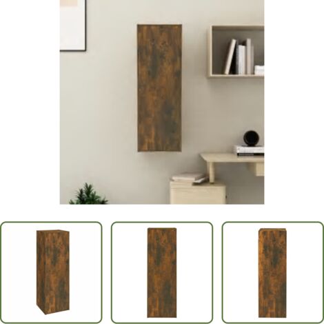 vidaXL Mueble colgante -  Mueble para TV madera de ingeniería roble ahumado 30,5x30x90 cm