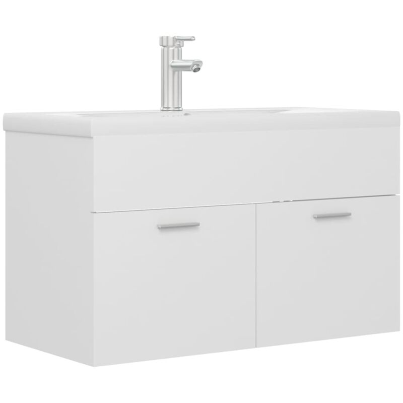 

Mueble con lavabo aglomerado blanco - Blanco - Vidaxl