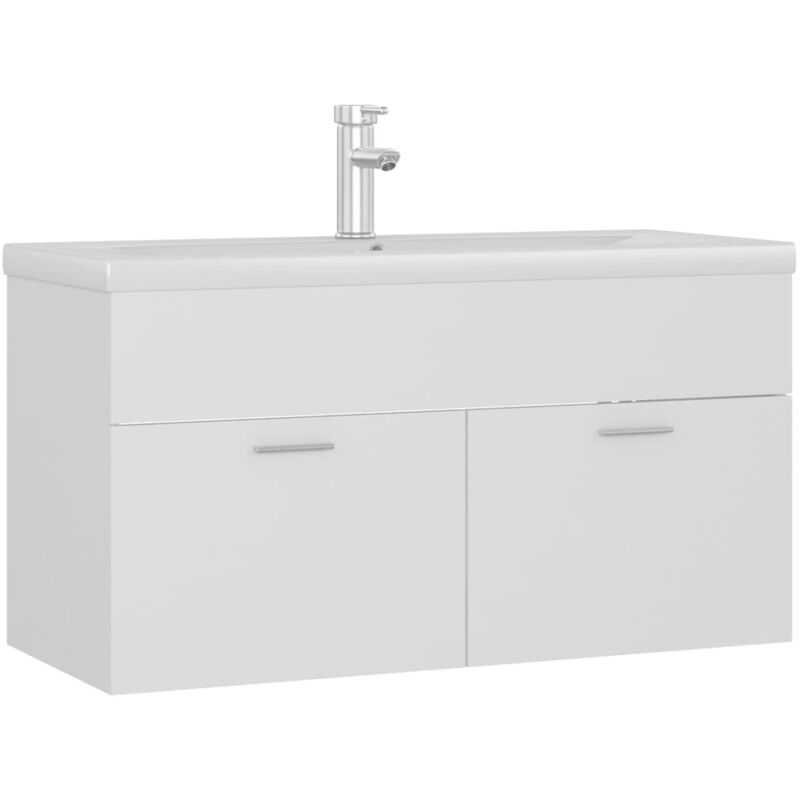 

Mueble con lavabo aglomerado blanco - Blanco - Vidaxl
