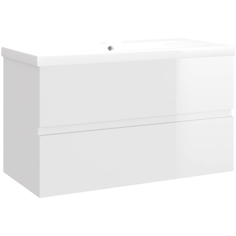 

vidaXL Mueble con lavabo aglomerado blanco brillante - Blanco