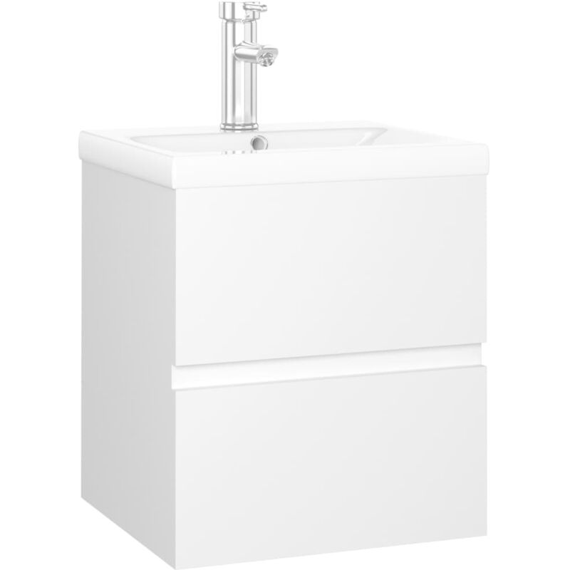 

Mueble con lavabo aglomerado blanco brillante - Blanco - Vidaxl