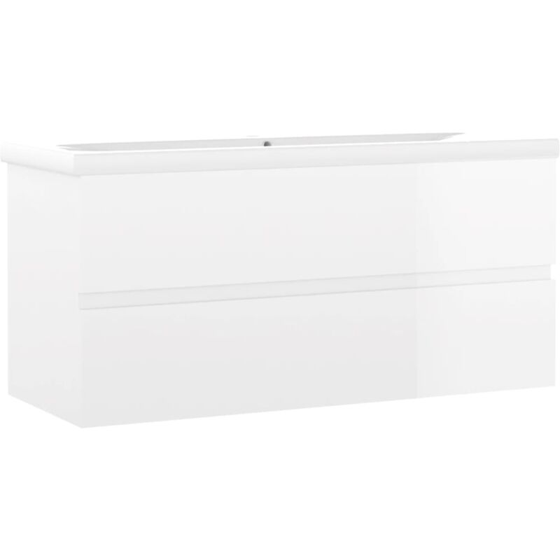 

Mueble con lavabo aglomerado blanco brillante - Blanco - Vidaxl