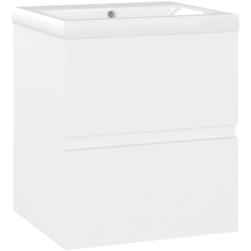 

Mueble con lavabo aglomerado blanco brillante - Blanco - Vidaxl