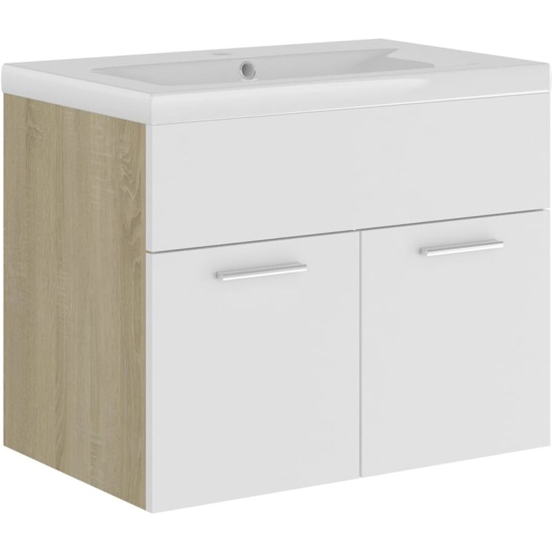 

Vidaxl - Mueble con lavabo aglomerado blanco y roble Sonoma - Beige