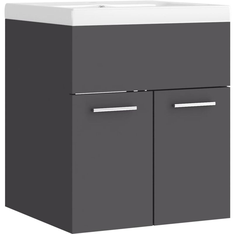 

Mueble con lavabo aglomerado gris - Gris - Vidaxl