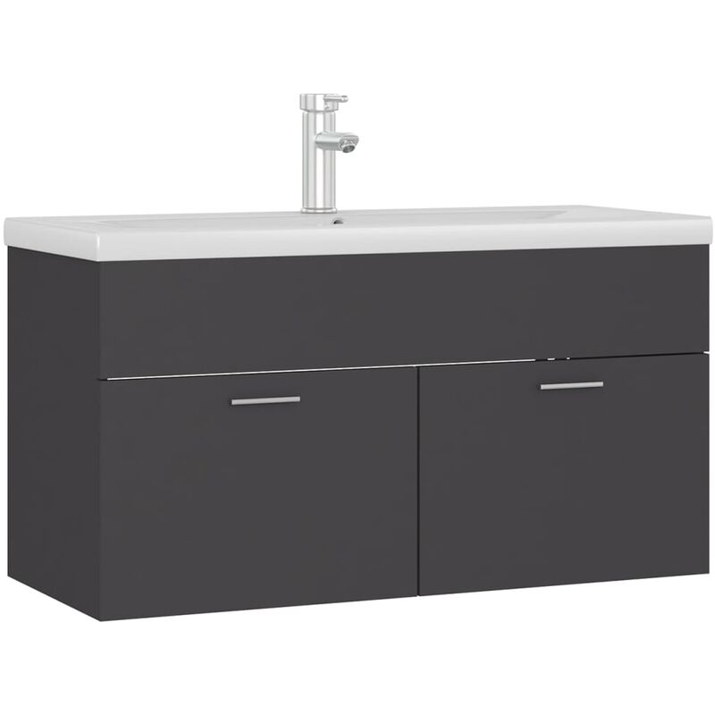 

Mueble con lavabo aglomerado gris - Gris - Vidaxl