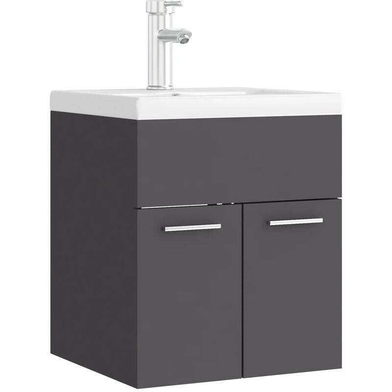 

Mueble con lavabo aglomerado gris - Gris - Vidaxl