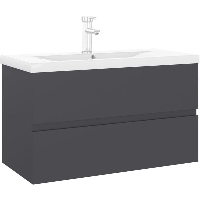 

Mueble con lavabo aglomerado gris - Gris - Vidaxl