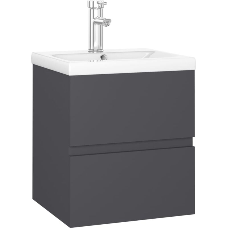 

vidaXL Mueble con lavabo aglomerado gris - Gris