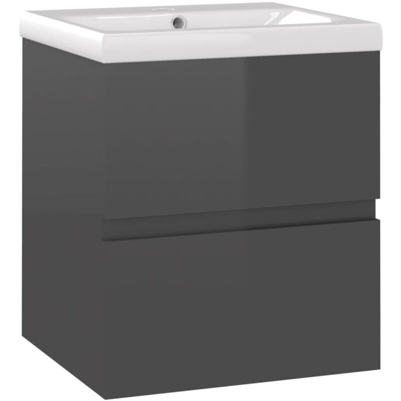 

Mueble con lavabo aglomerado gris brillante - Gris - Vidaxl