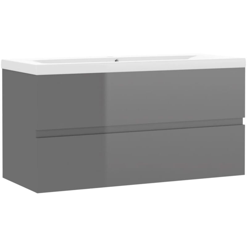 

Mueble con lavabo aglomerado gris brillante - Gris - Vidaxl