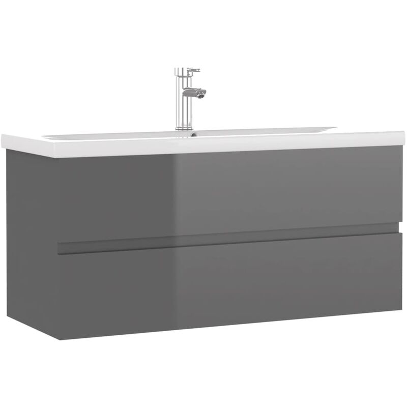 

Mueble con lavabo aglomerado gris brillante - Gris - Vidaxl