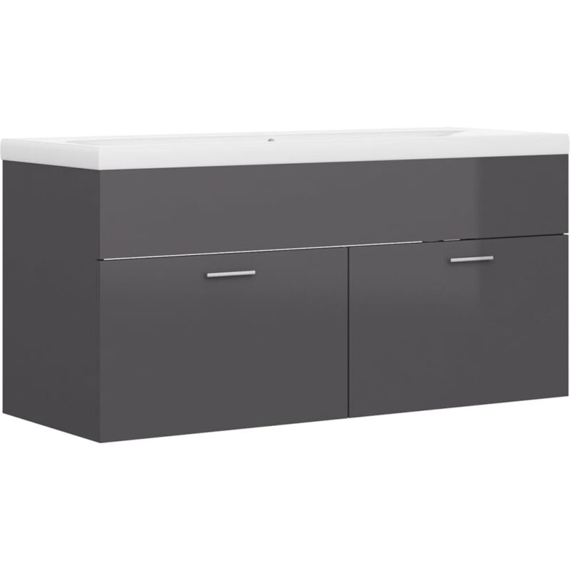 

Mueble con lavabo aglomerado gris brillante - Gris - Vidaxl