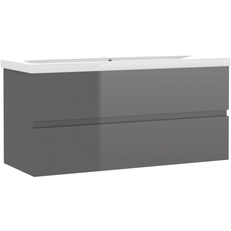 

Mueble con lavabo aglomerado gris brillante - Gris - Vidaxl