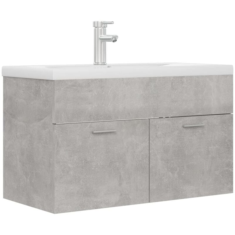 

Mueble con lavabo aglomerado gris hormigón - Gris - Vidaxl