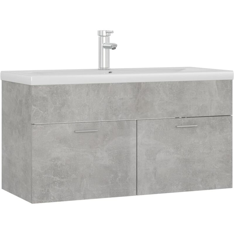 

Mueble con lavabo aglomerado gris hormigón - Gris - Vidaxl
