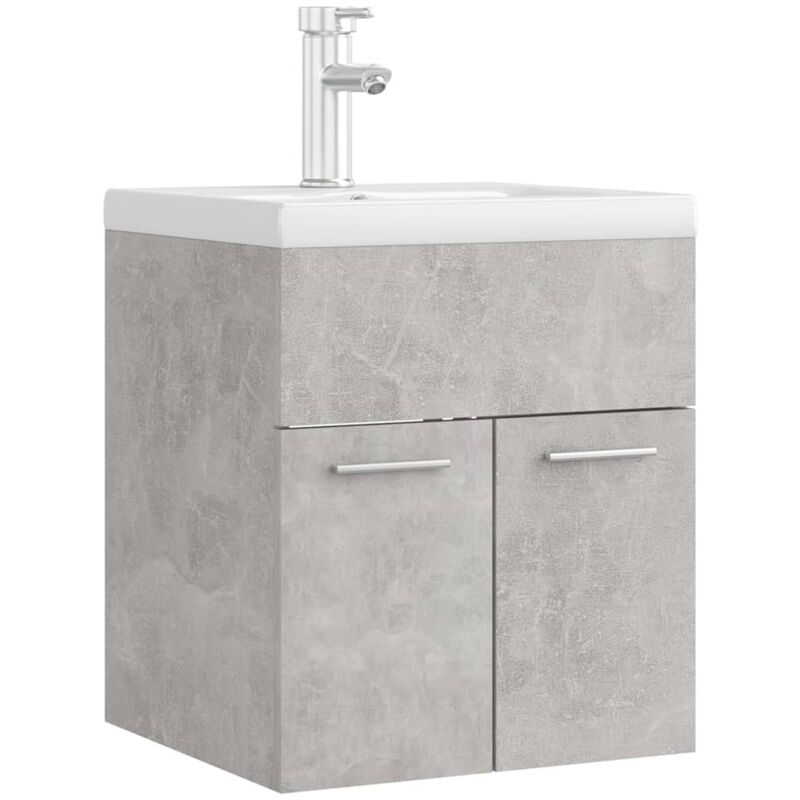 

Mueble con lavabo aglomerado gris hormigón - Gris - Vidaxl