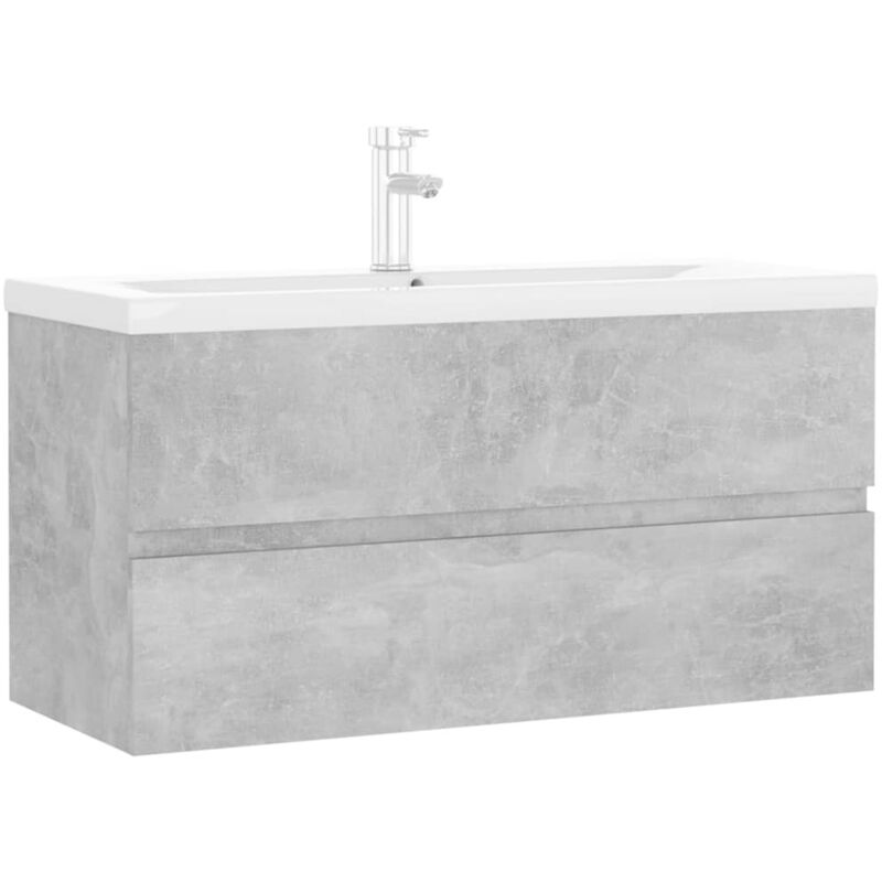 

Mueble con lavabo aglomerado gris hormigón - Gris - Vidaxl