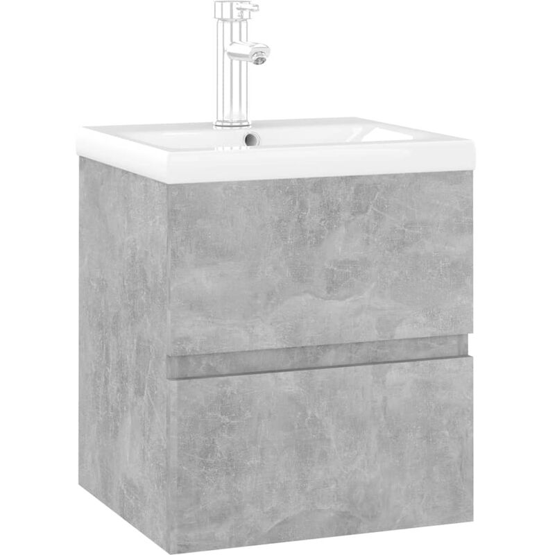 

vidaXL Mueble con lavabo aglomerado gris hormigón - Gris