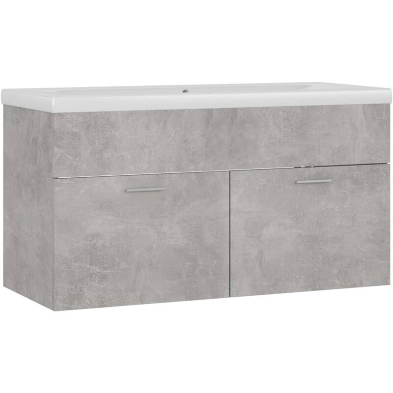 

Mueble con lavabo aglomerado gris hormigón - Gris - Vidaxl