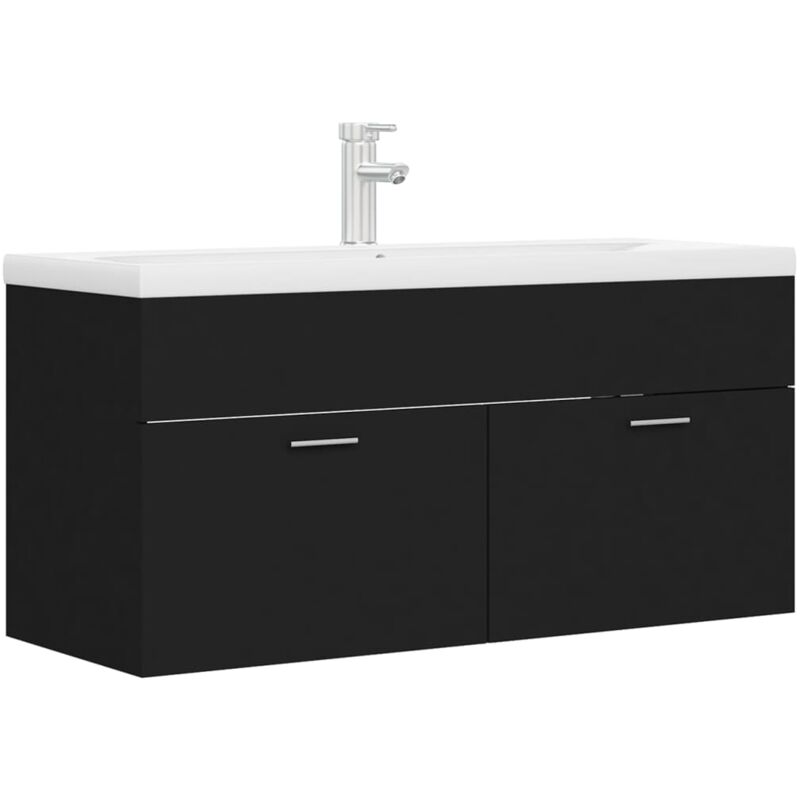 

Mueble con lavabo aglomerado negro - Negro - Vidaxl