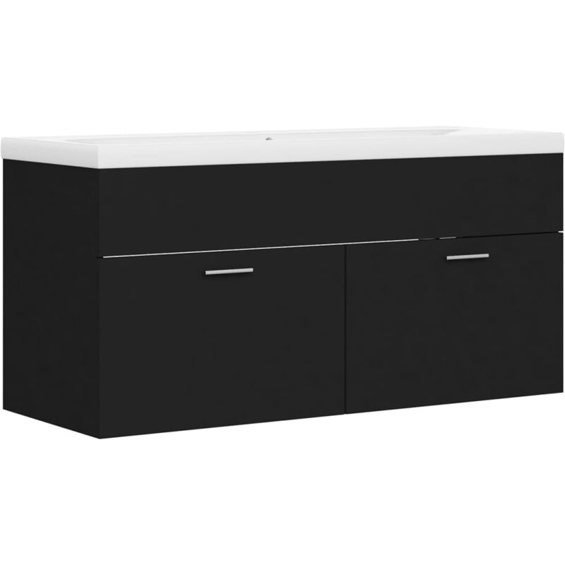 

vidaXL Mueble con lavabo aglomerado negro - Negro