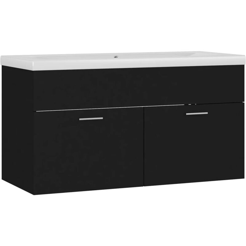 

vidaXL Mueble con lavabo aglomerado negro - Negro