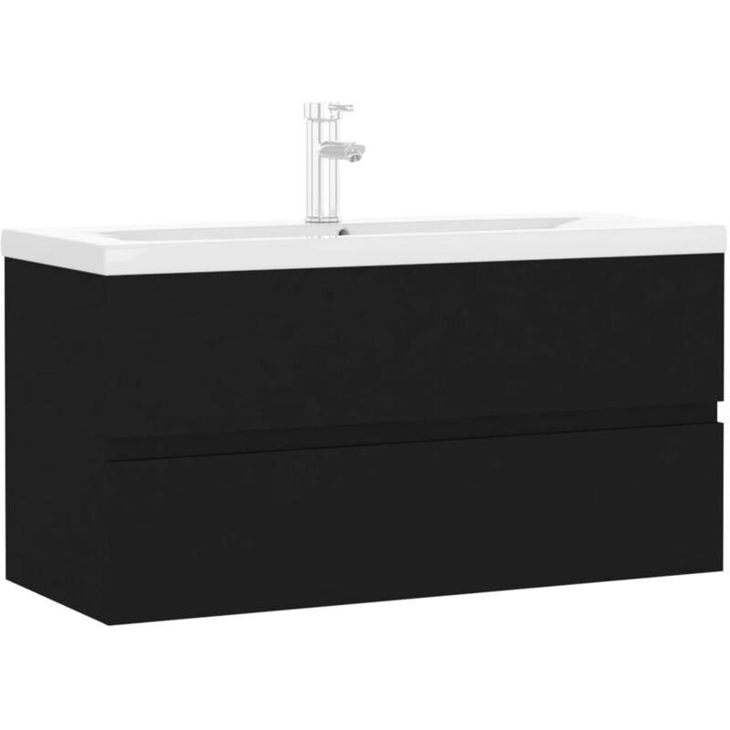 

Mueble con lavabo aglomerado negro - Negro - Vidaxl