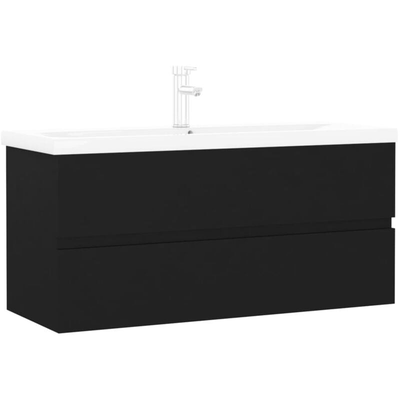 

Mueble con lavabo aglomerado negro - Negro - Vidaxl