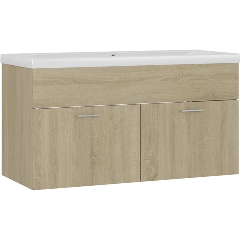 

vidaXL Mueble con lavabo aglomerado roble Sonoma - Marrón