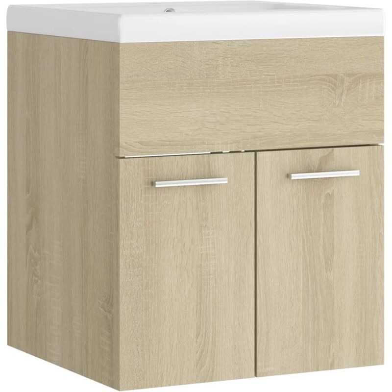 

Mueble con lavabo aglomerado roble Sonoma - Marrón - Vidaxl