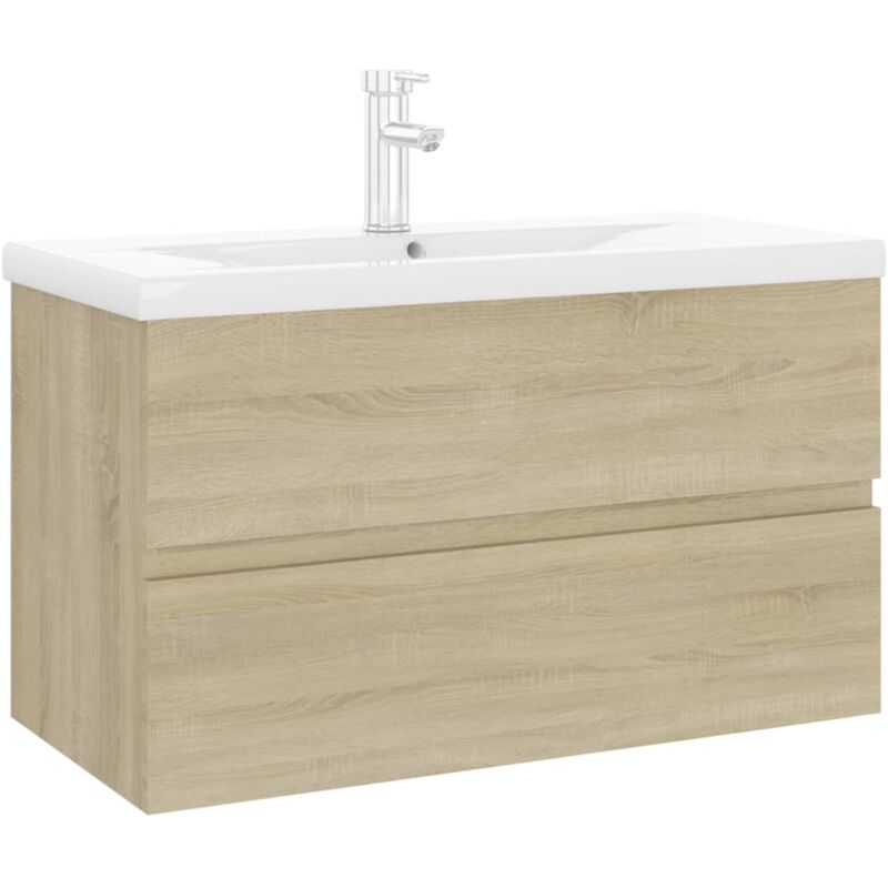 

Mueble con lavabo aglomerado roble Sonoma - Marrón - Vidaxl