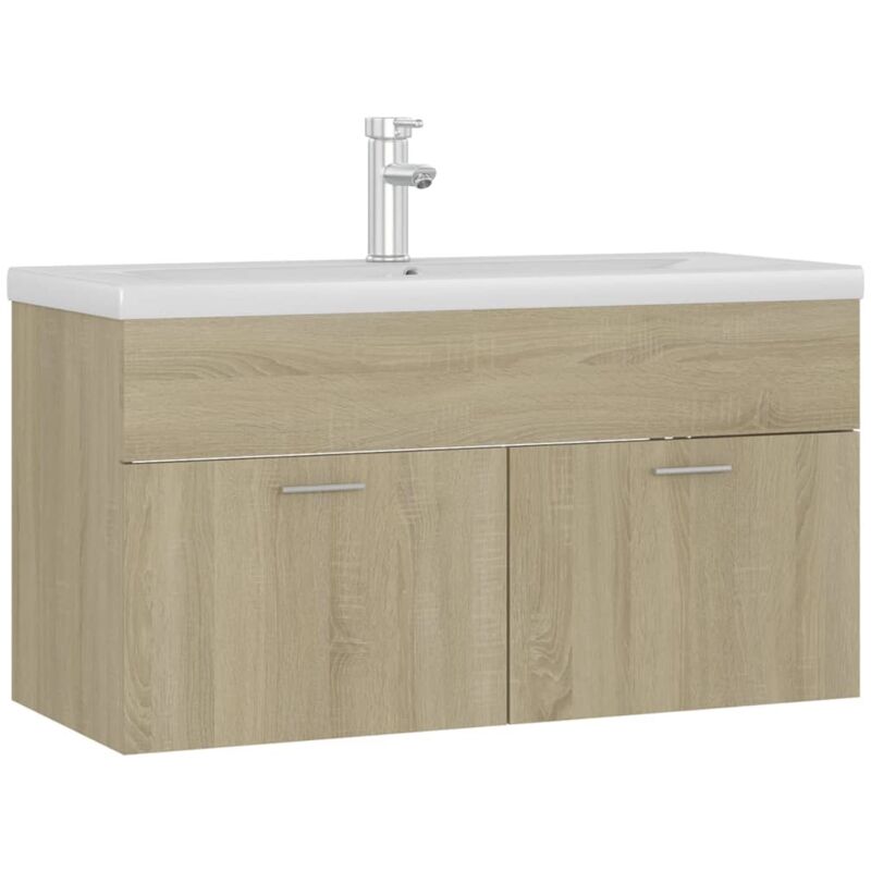 

Mueble con lavabo aglomerado roble Sonoma - Marrón - Vidaxl