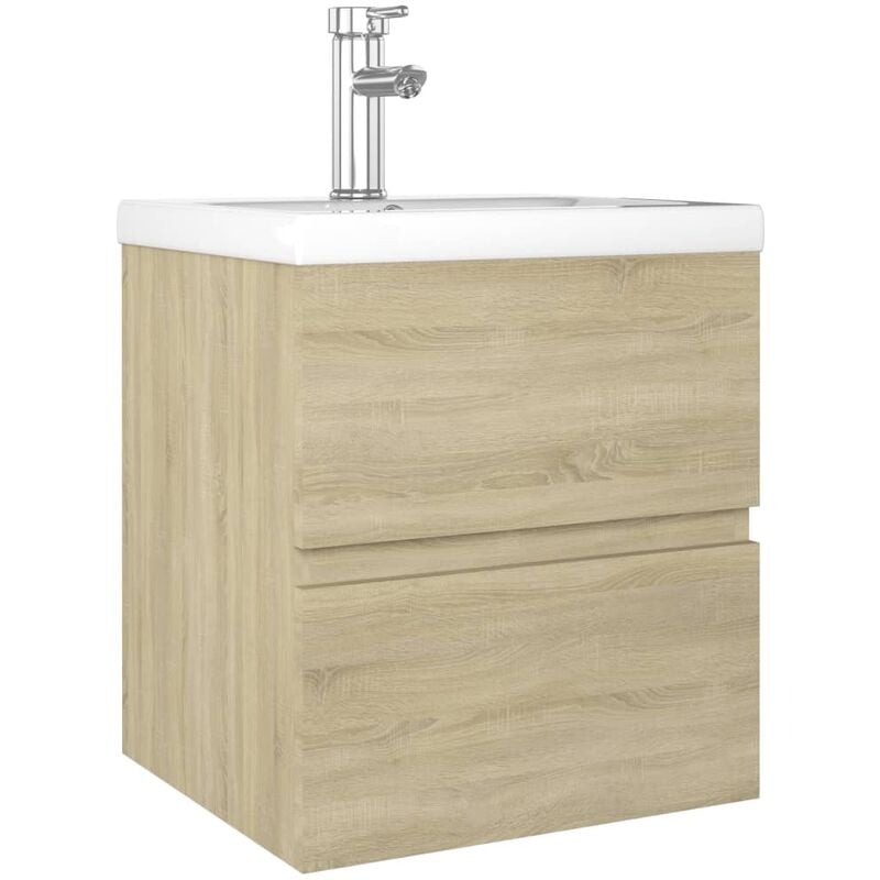 

vidaXL Mueble con lavabo aglomerado roble Sonoma - Marrón