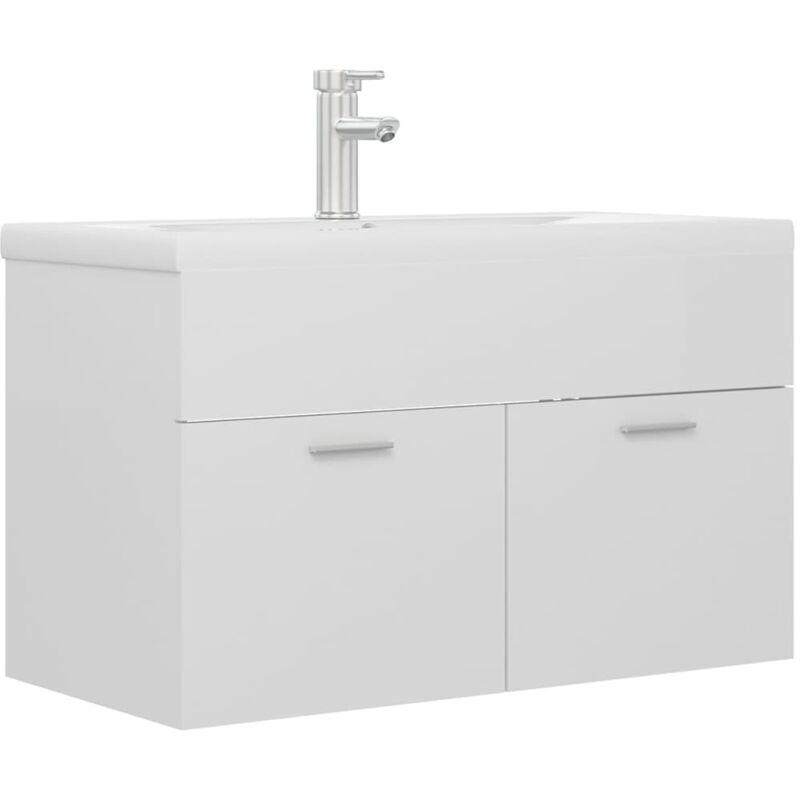 

Mueble con lavabo blanco brillante aglomerado - Blanco - Vidaxl
