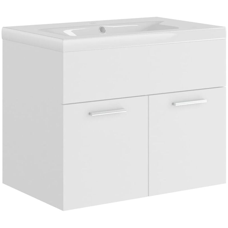 

vidaXL Mueble con lavabo blanco brillante aglomerado - Blanco