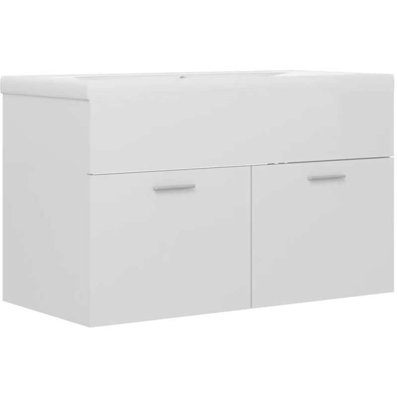 

Mueble con lavabo blanco brillante aglomerado - Blanco - Vidaxl