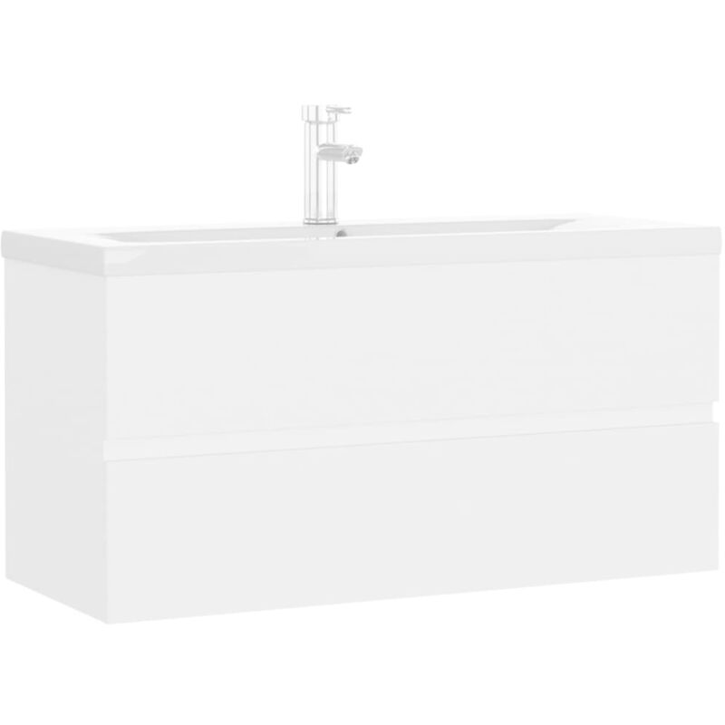 

Mueble con lavabo blanco brillante aglomerado - Blanco - Vidaxl