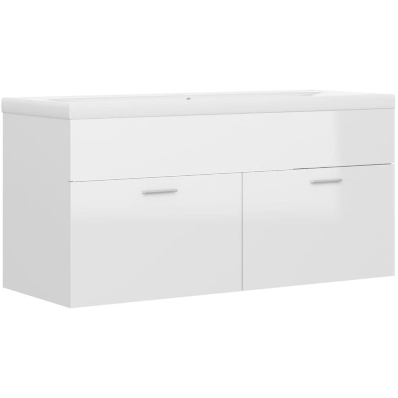 

Mueble con lavabo blanco brillante aglomerado - Blanco - Vidaxl