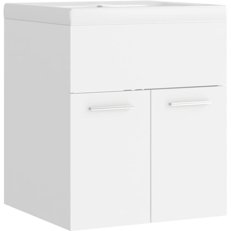 

Mueble con lavabo blanco brillante aglomerado - Blanco - Vidaxl