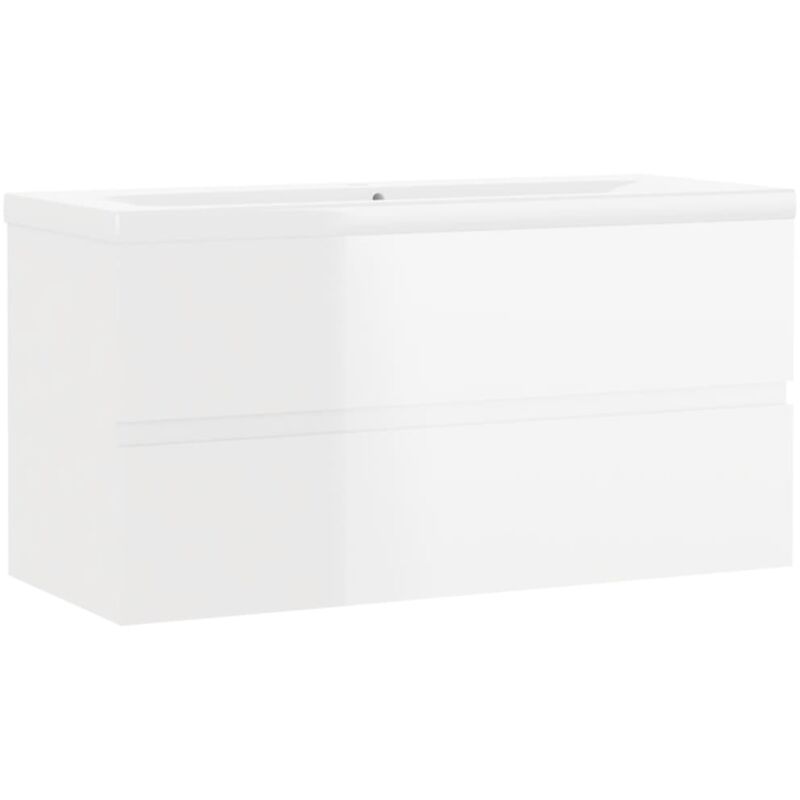 

Mueble con lavabo blanco brillante aglomerado - Blanco - Vidaxl