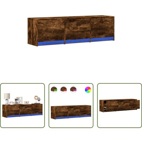 vidaXL Mueble con LED -  Mueble de TV con LED con cajón Roble ahumado 140 x 34 x 40 cm
