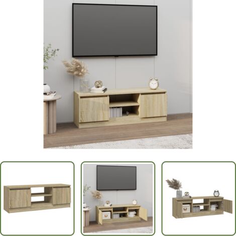 vidaXL Mueble con puerta -  Mueble de TV con puerta roble Sonoma 102x30x36 cm