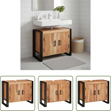 vidaXL Mueble de acacia -  Mueble de lavabo Marrón 71 x 33 x 58 cm Madera de Acacia Sólida