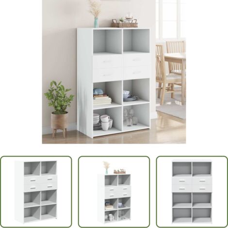 vidaXL Mueble de almacenamiento -  Aparador de madera de ingeniería blanco 80x42,5x124 cm