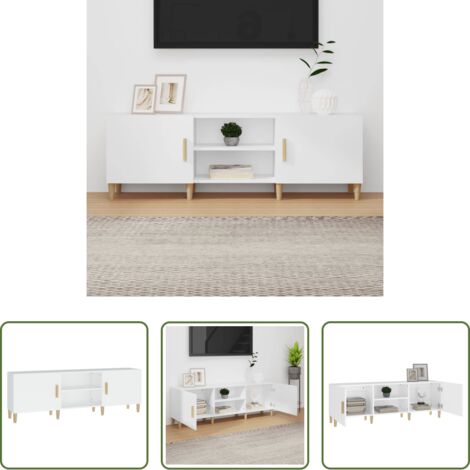 vidaXL Mueble de almacenamiento -  Mueble para TV madera contrachapada blanco 150x30x50 cm