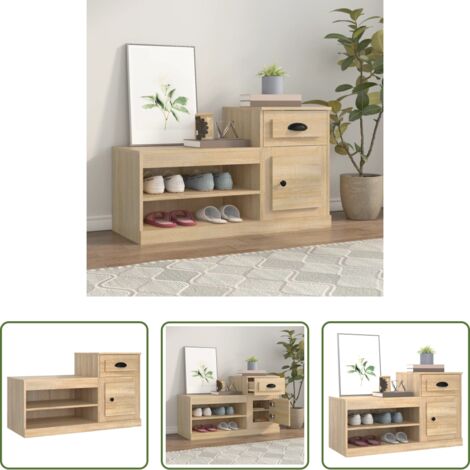 vidaXL Mueble de almacenamiento -  Mueble zapatero madera contrachapada roble Sonoma 100x42x60 cm