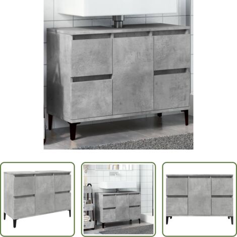 vidaXL Mueble de baño -  Armario de lavabo madera contrachapada gris hormigón 80x33x60cm